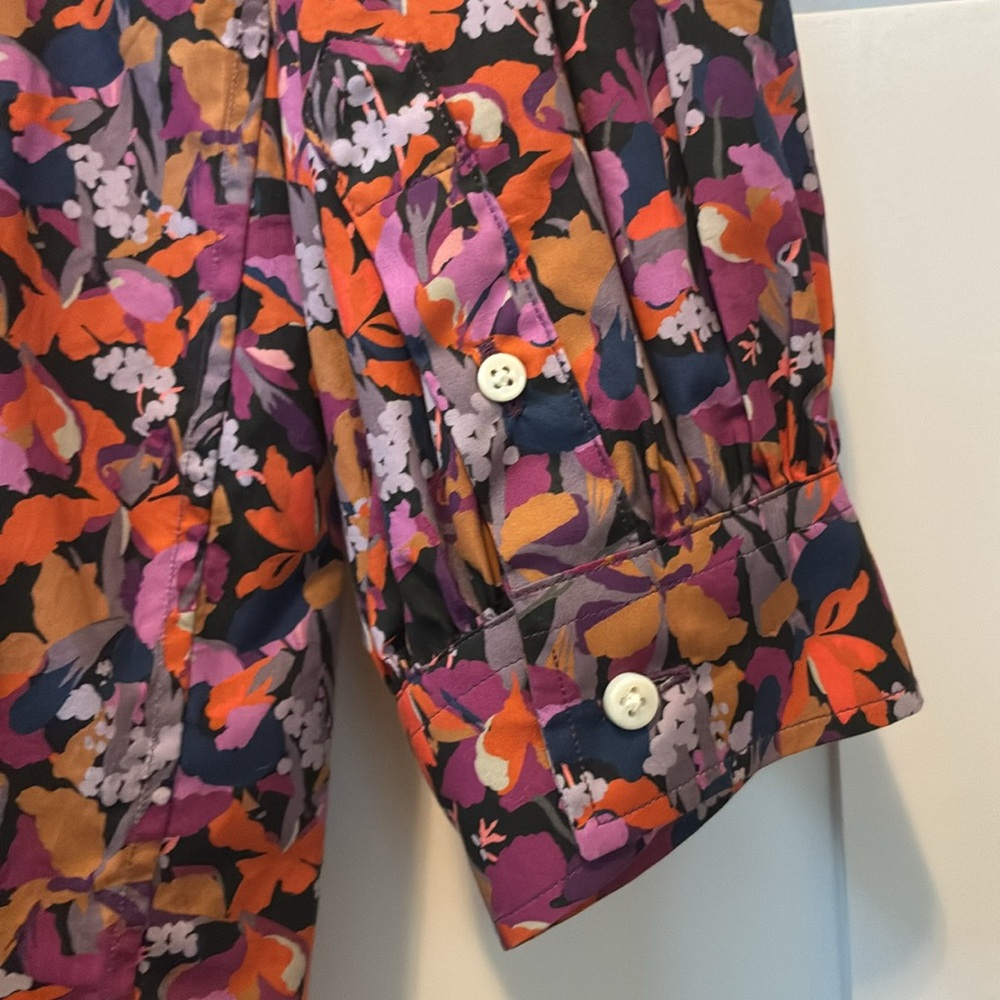 ANN MASHBURN Floral Blouse - Purple and Orange - Picture 3 of 6